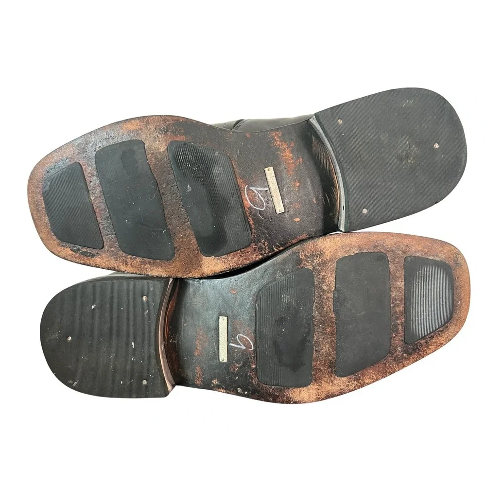 Gordon‎ Rush 51201 Mens Black Leather Square Toe Slip On Loafers Italy Size 9